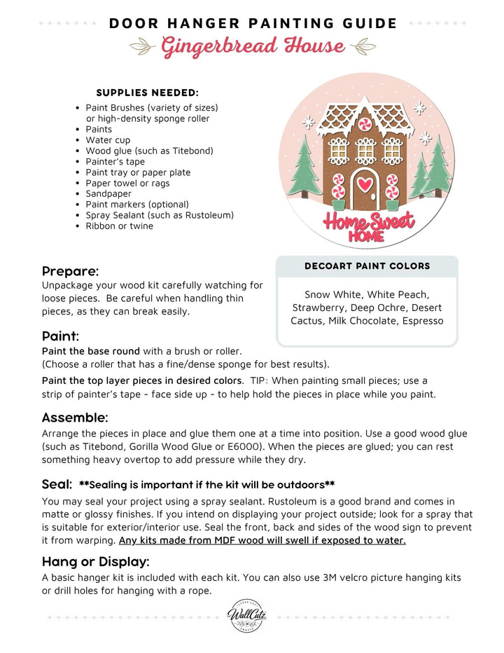 Gingerbread House door hanger instructions