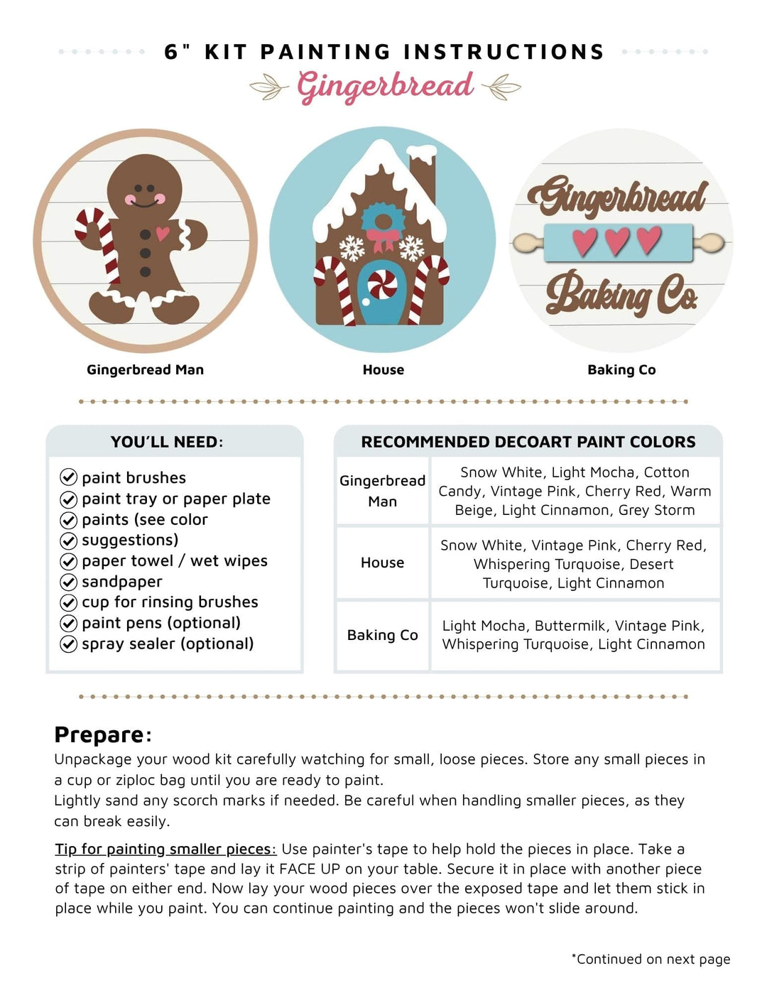 Gingerbread 3 pack mini round instructions