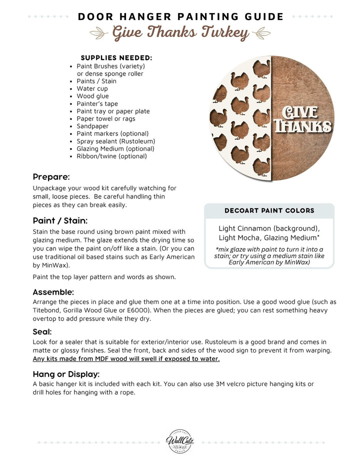 Give Thanks Turkey door hanger instructions