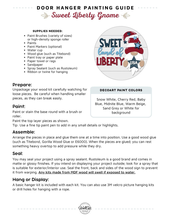 Liberty Gnome USA door hanger instructions