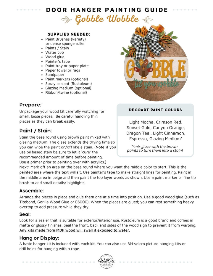 Gobble Wobble door hanger instructions