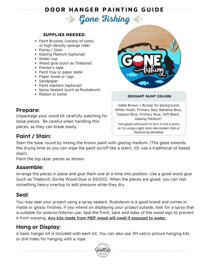 Gone Fishing door hanger instructions
