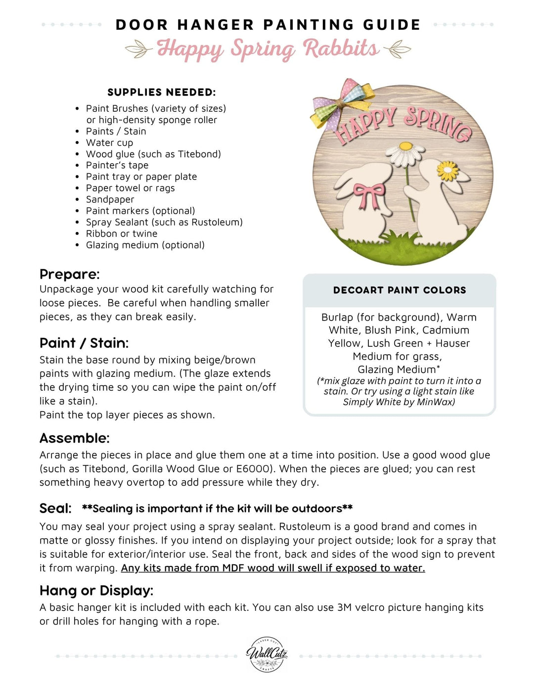 Happy Spring Rabbits door hanger instructions