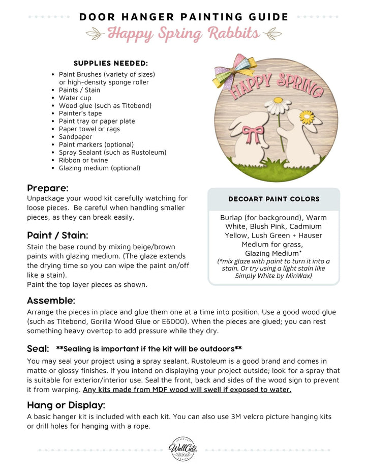 Happy Spring Rabbits door hanger instructions
