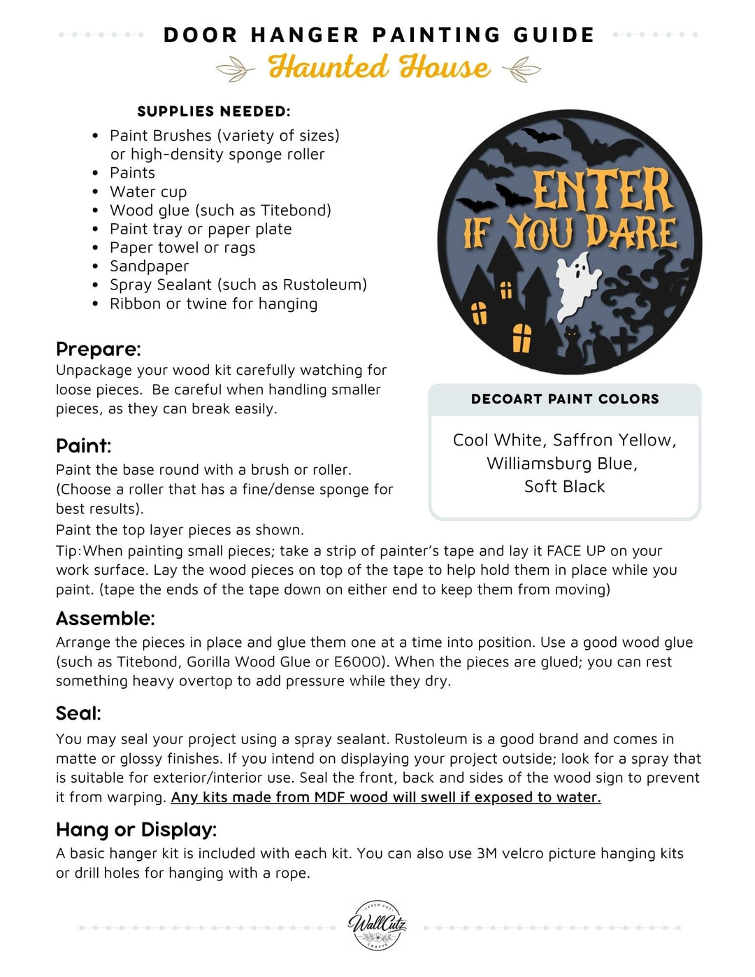 Haunted House door hanger instructions