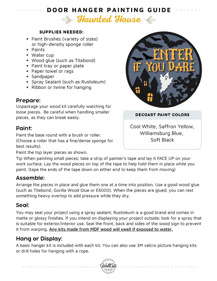 Haunted House door hanger instructions