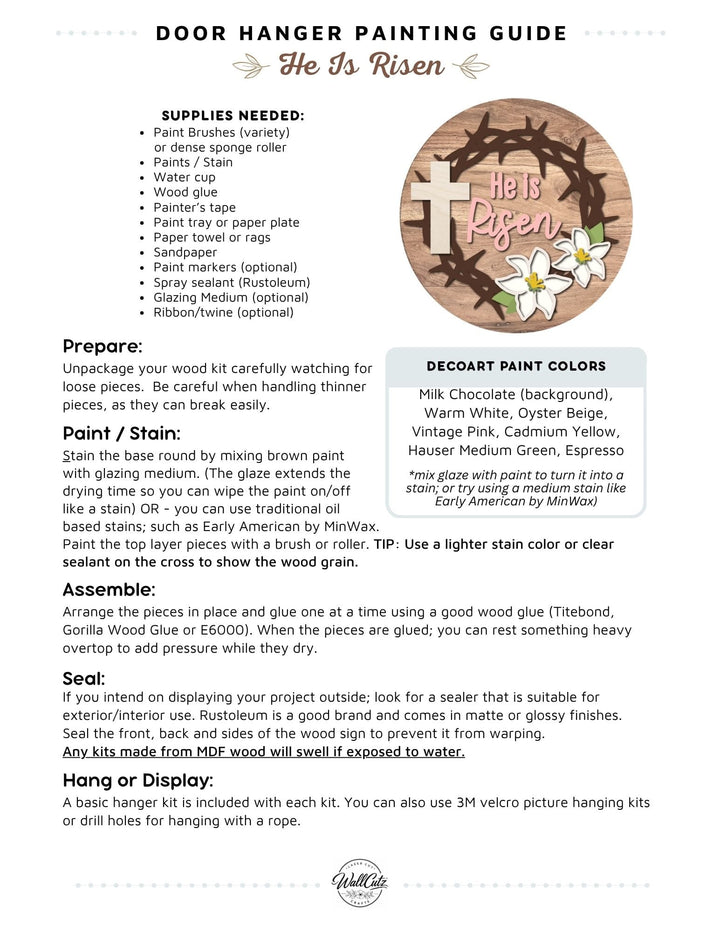 He Is Risen door hanger instructions