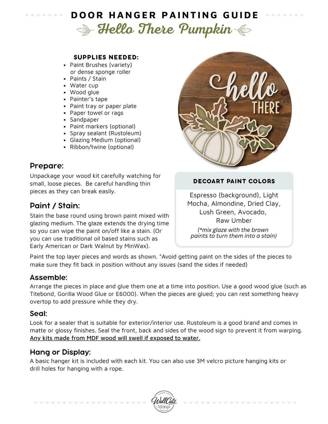 Hello There Pumpkin door hanger instructions