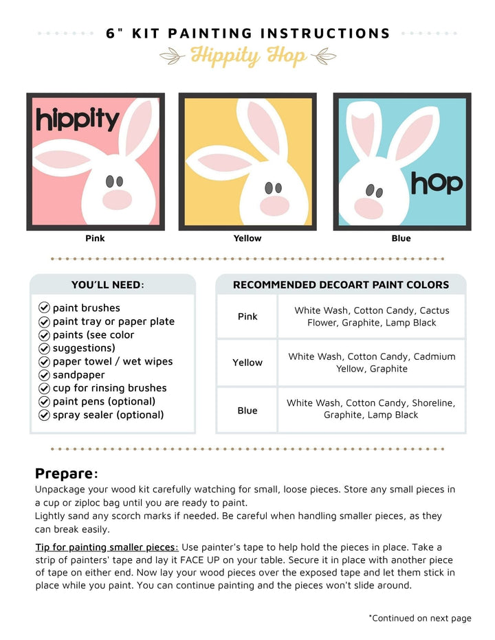 Hippity Hop 3 pack mini squares instructions
