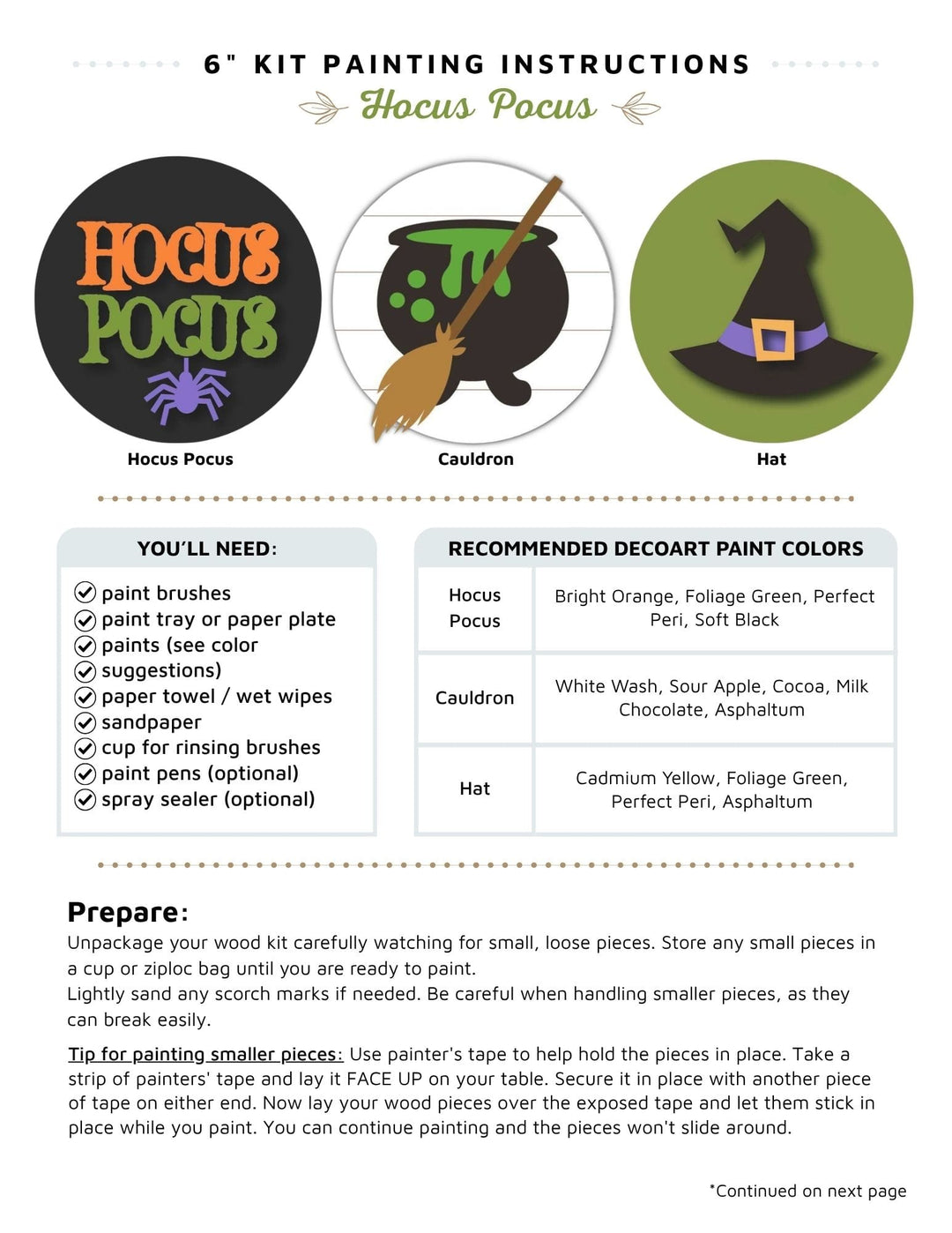 Hocus Pocus 3 pack mini round instruction