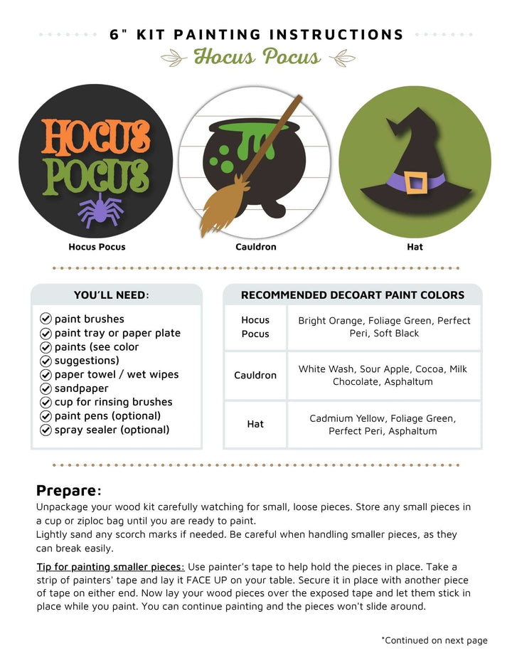 Hocus Pocus 3 pack mini round instruction