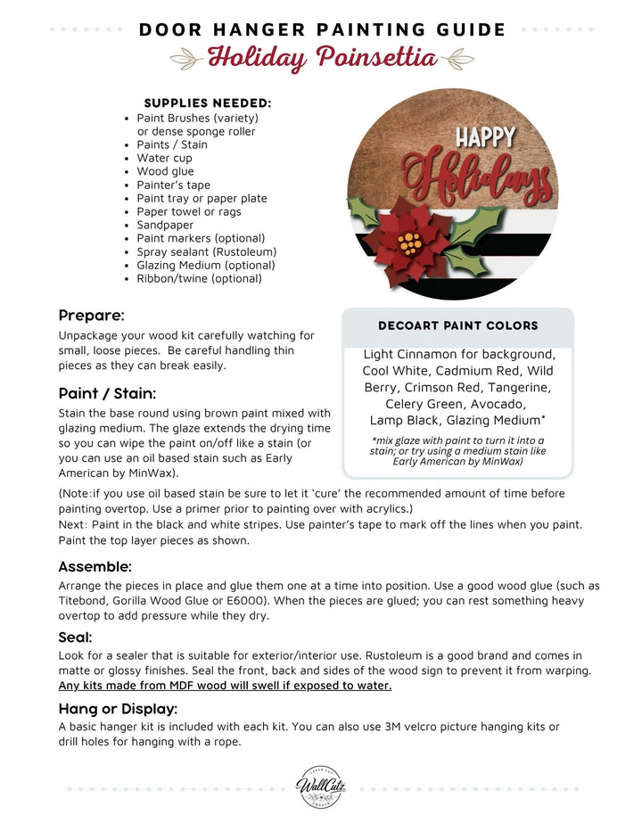 Door hanger painting guide Holiday Poinsettia