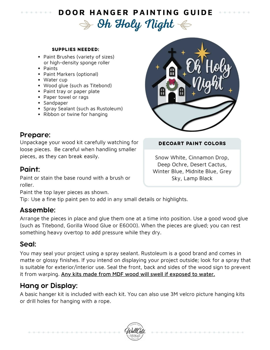holy night chapel door hanger instructions