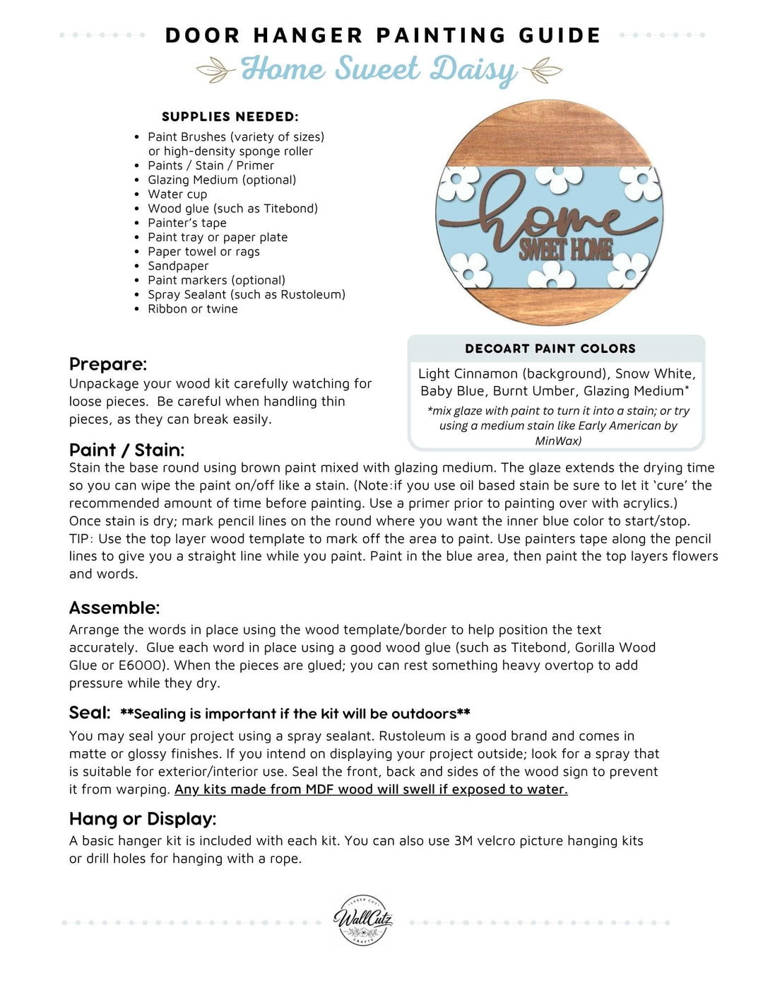 Home Sweet Daisy door hanger instructions