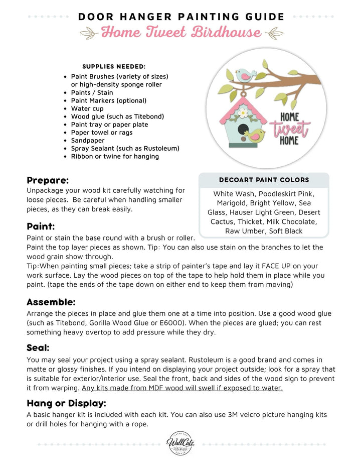 Home Tweet Birdhouse door hanger instructions