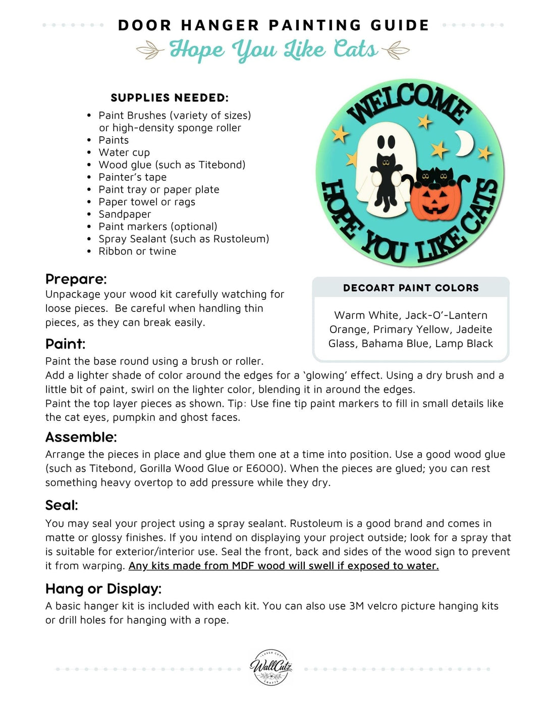 Hope You Like Cats door hanger instructions