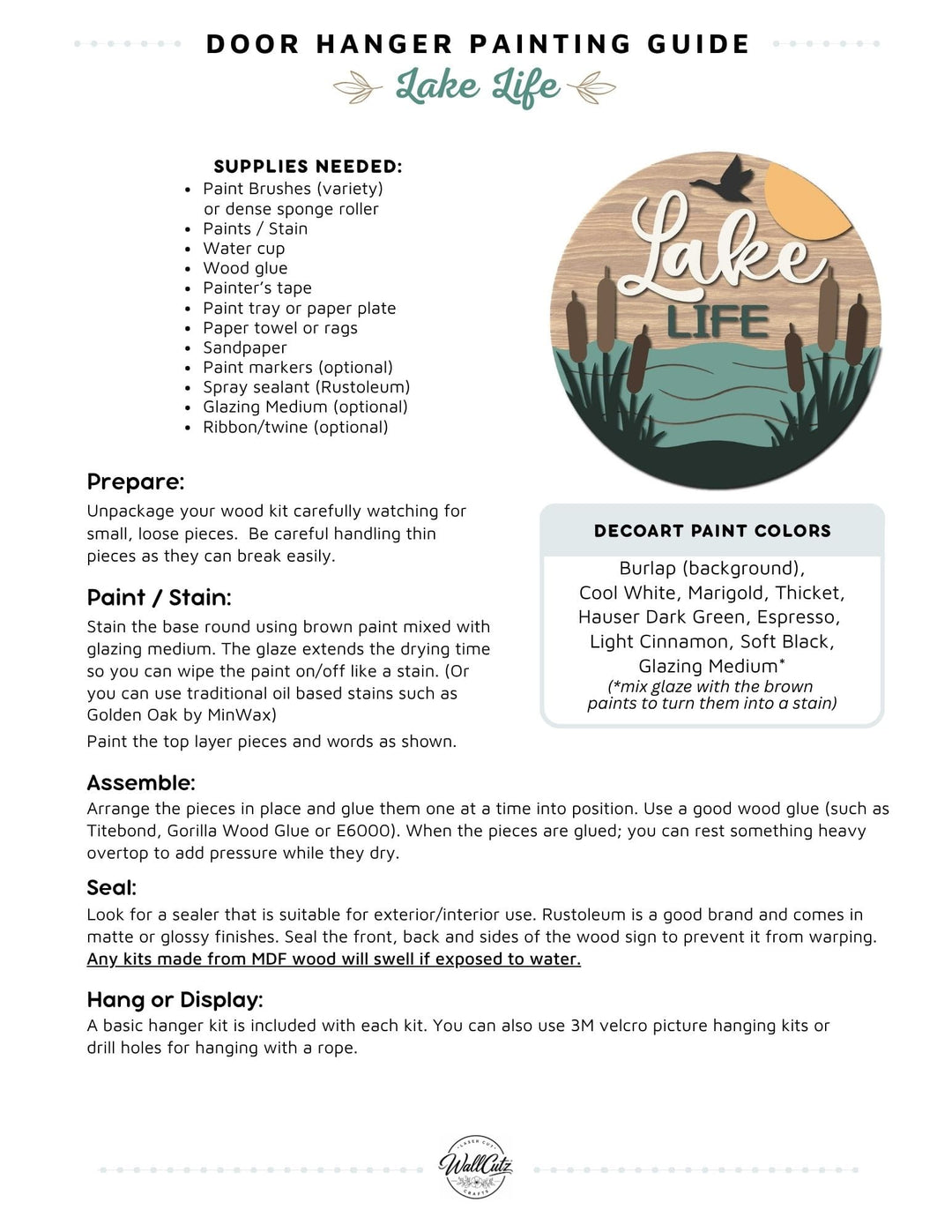 Lake Life door hanger instructions