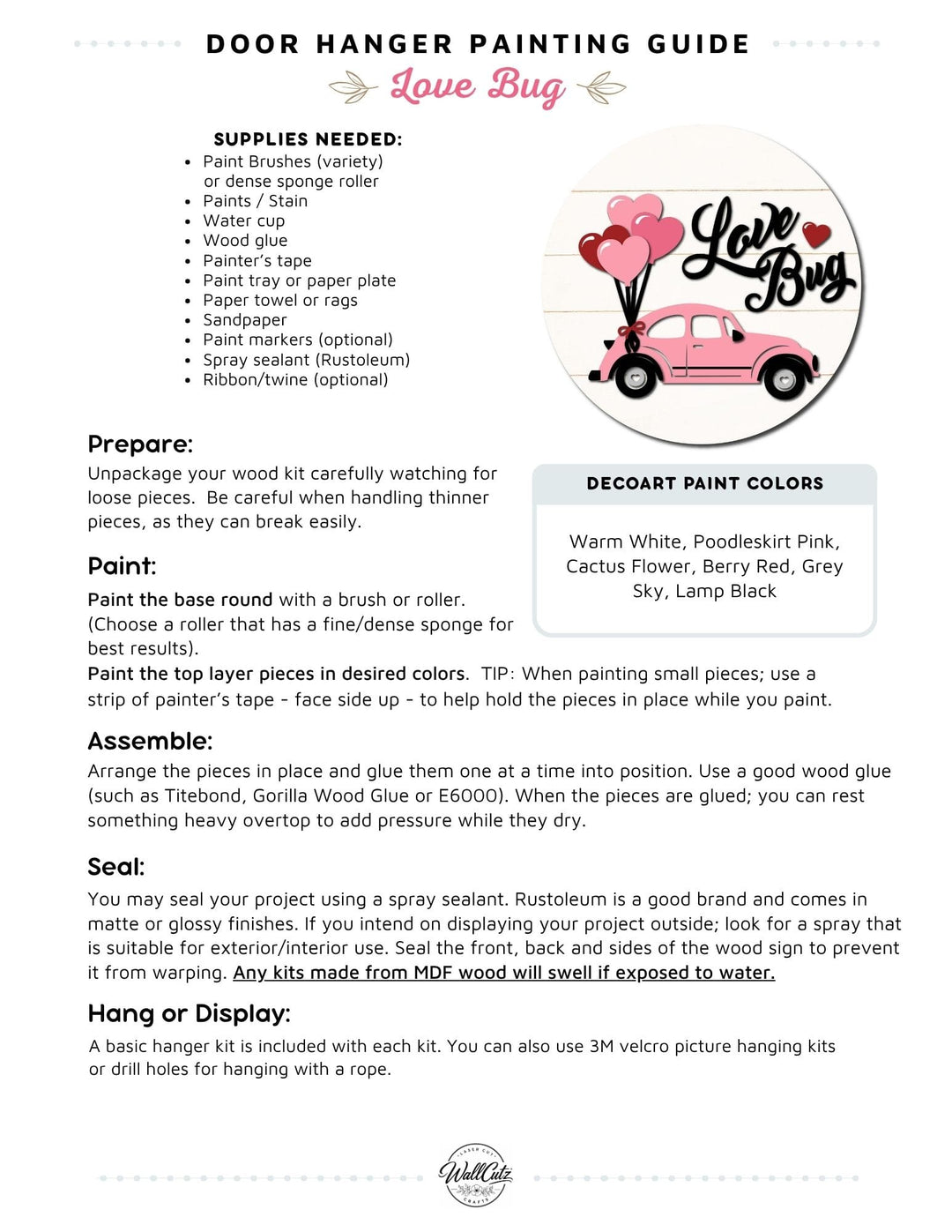 Love Bug door hanger instructions