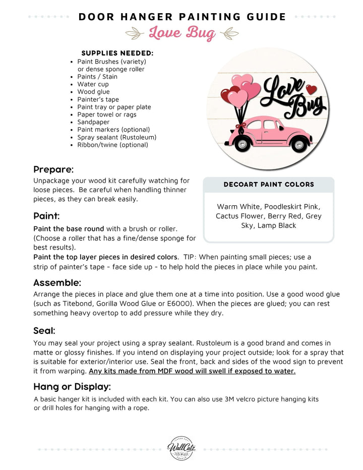 Love Bug door hanger instructions