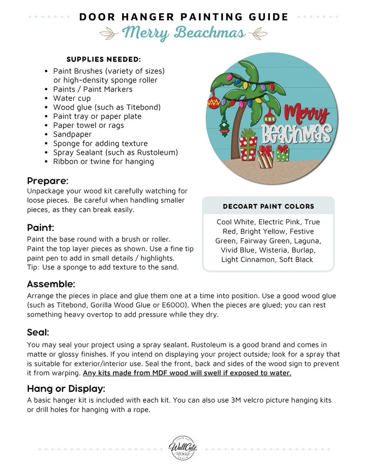 Merry Beachmas door hanger instructions