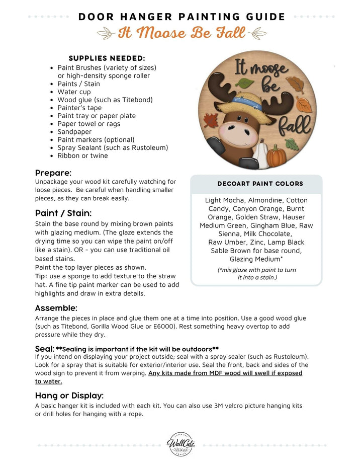 It Moose Be Fall door hanger instructions