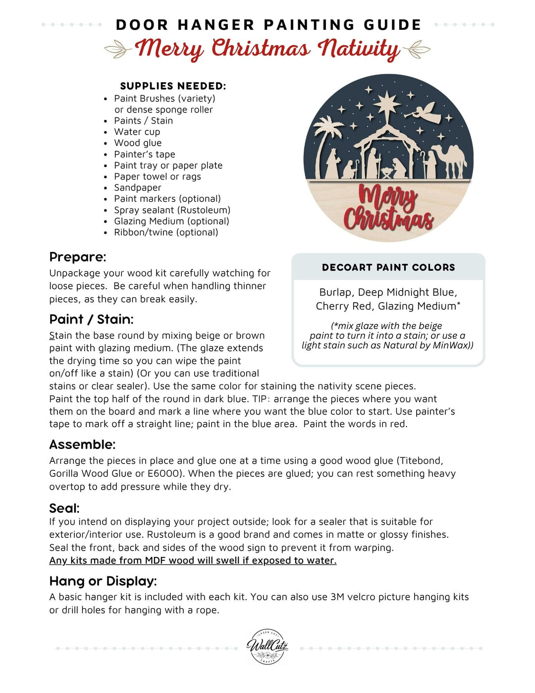 Nativity Scene door hanger instructions