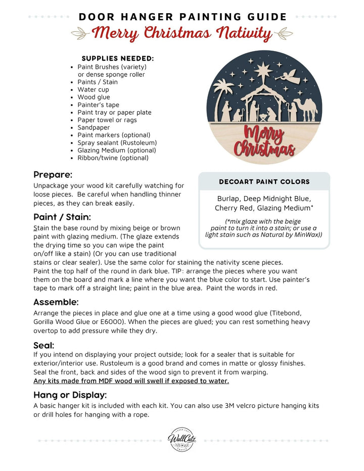 Nativity Scene door hanger instructions