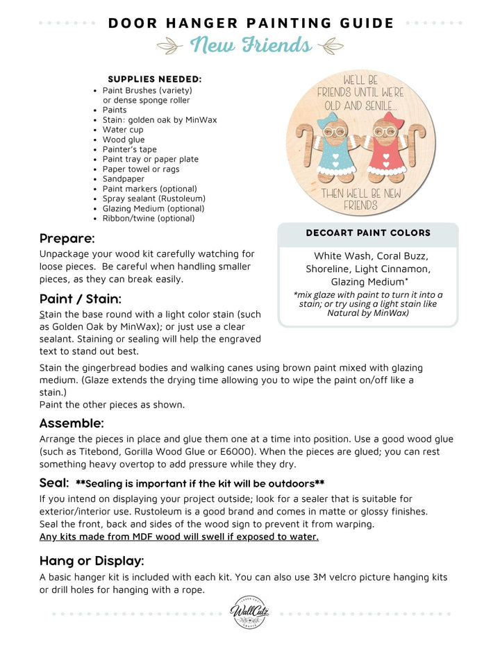 New Gingerbread Friends door hanger instructions
