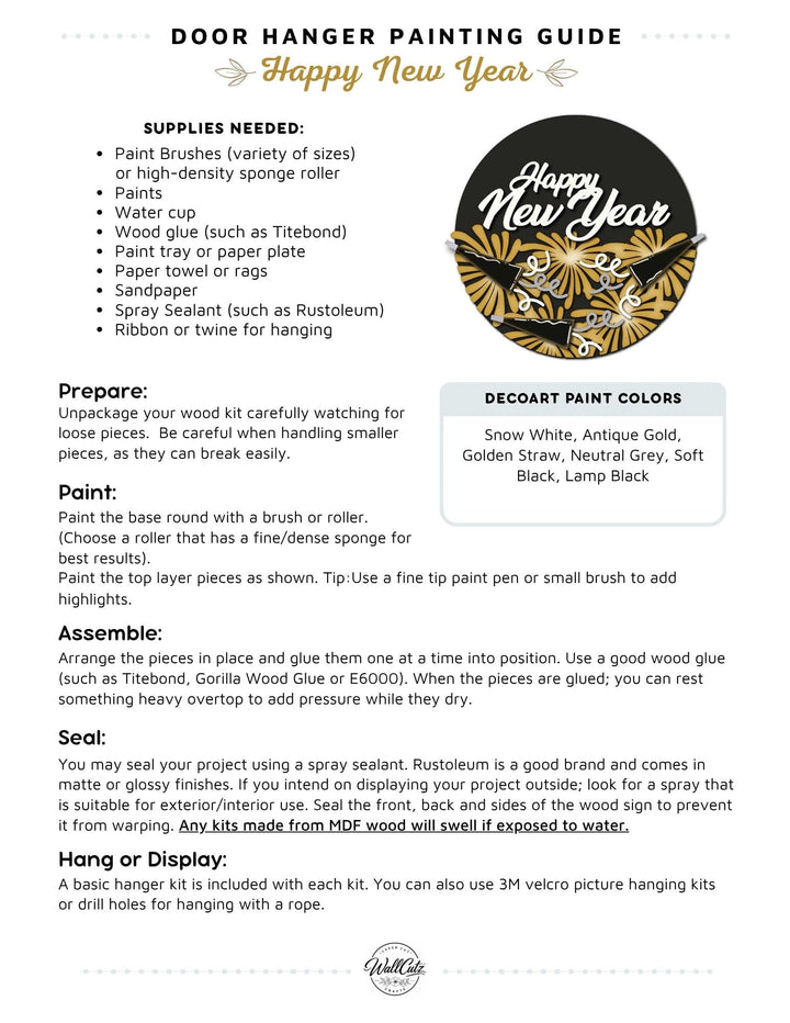 New Year door hanger instructions