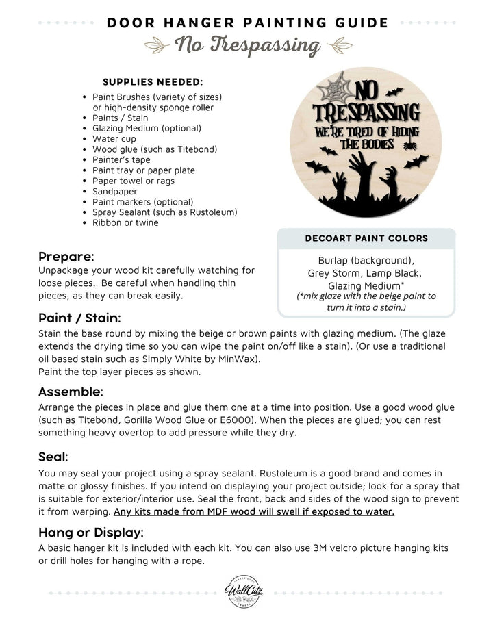 No Trespassing door hanger instructions