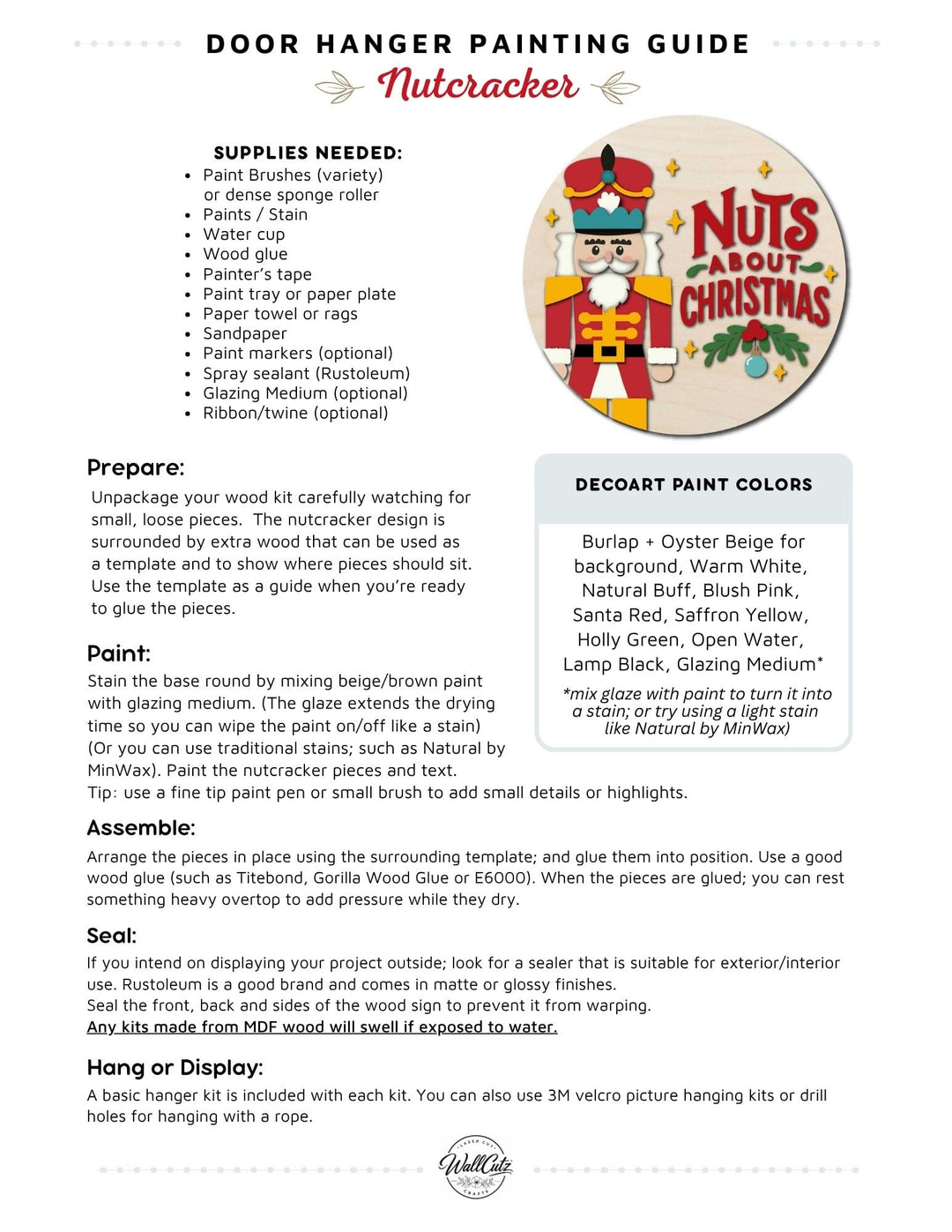 Nutcracker Christmas door hanger instructions