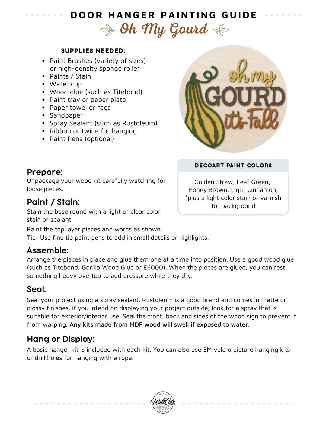 Oh My Gourd door hanger instructions