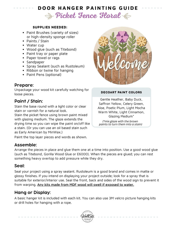 Picket Fence Floral door hanger instructions
