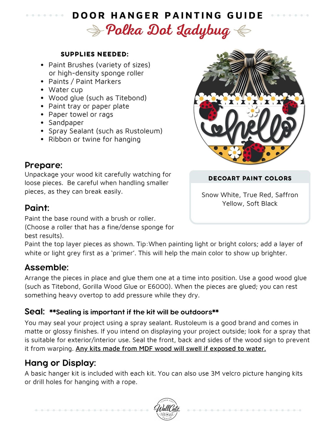 Polka Dot Ladybug door hanger instructions