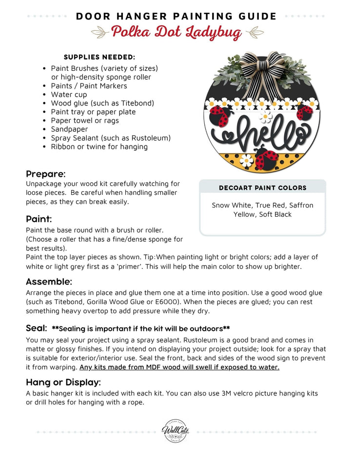 Polka Dot Ladybug door hanger instructions