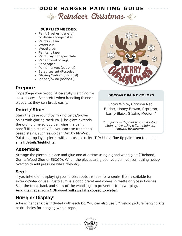 Reindeer Christmas door hanger instructions