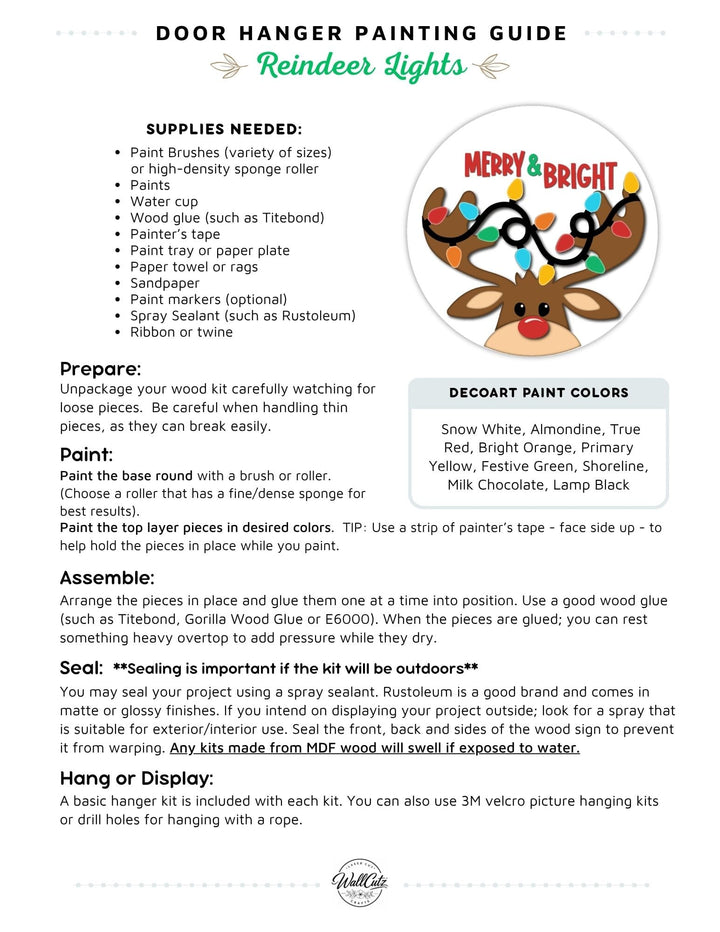 Reindeer Tangled Lights door hanger instructions