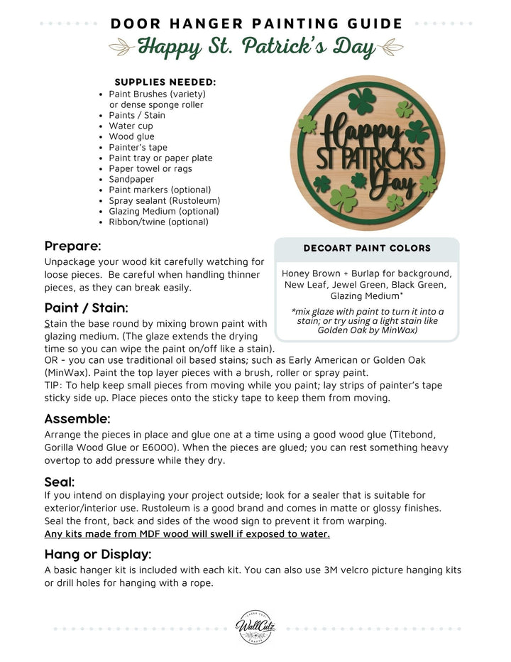 Saint Patrick Shamrock door hanger instructions