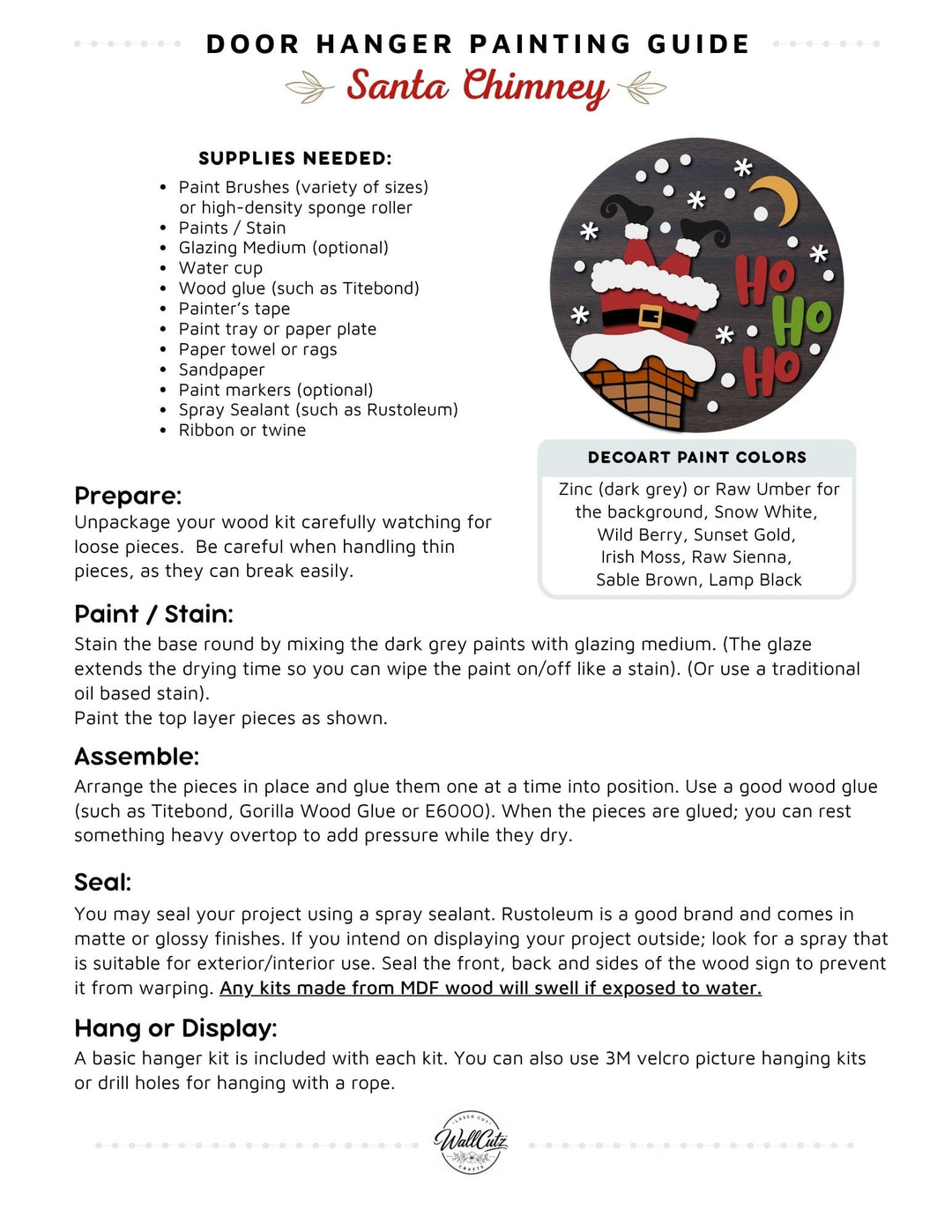 Santa Chimney door hanger instructions