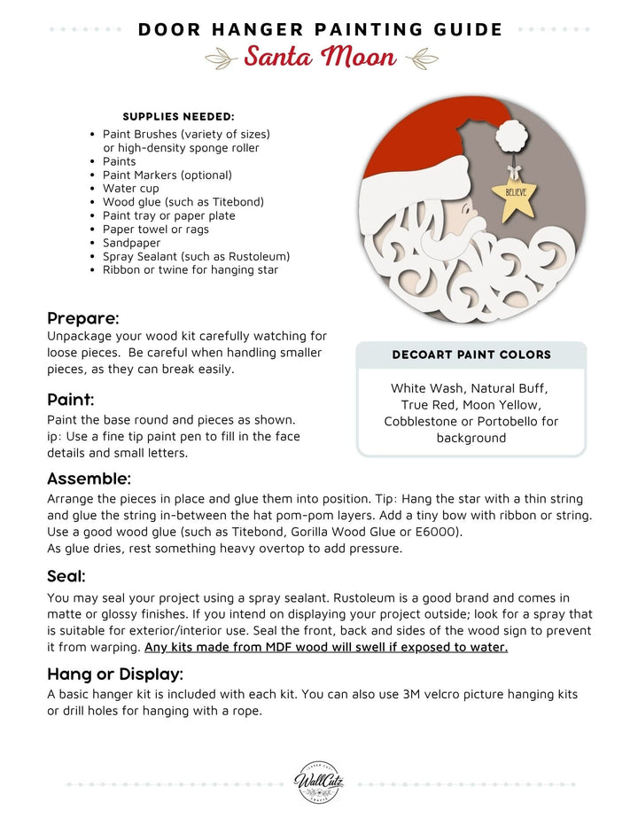 Santa Moon door hanger instructions