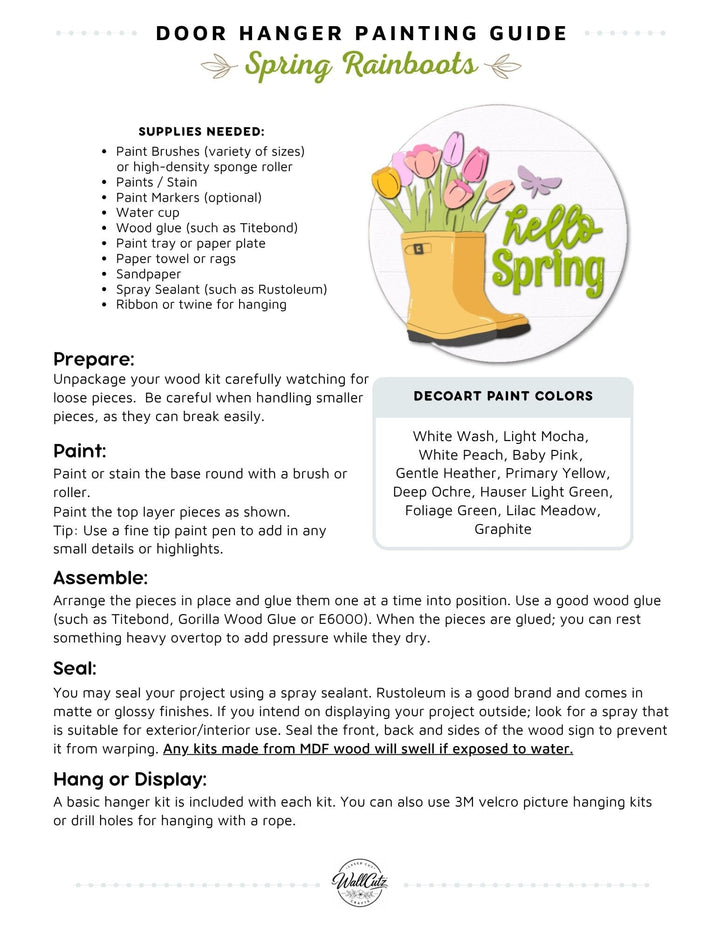 Spring Rainboots door hanger instructions