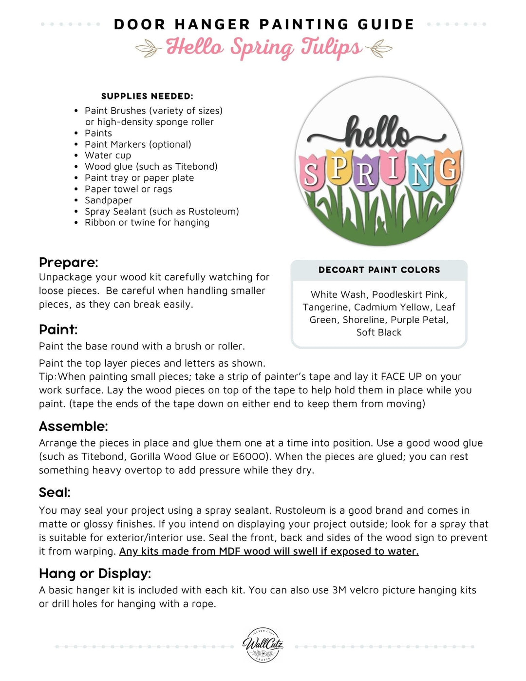 Spring Tulips door hanger instructions