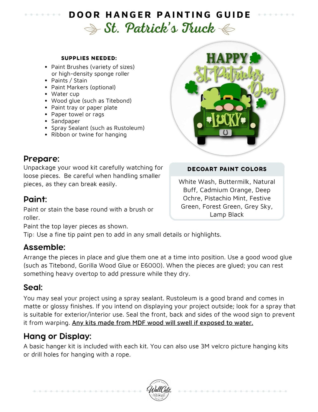 Saint Patrick Truck door hanger instructions
