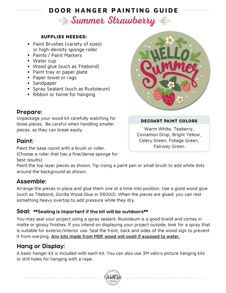 Summer Strawberry door hanger instructions