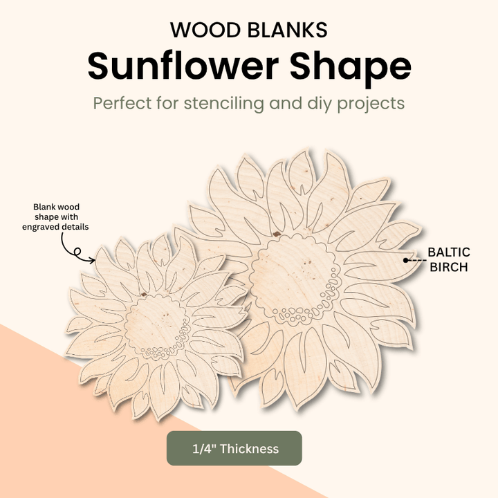 Wooden Sunflower Cut-Out / 1/4" birch