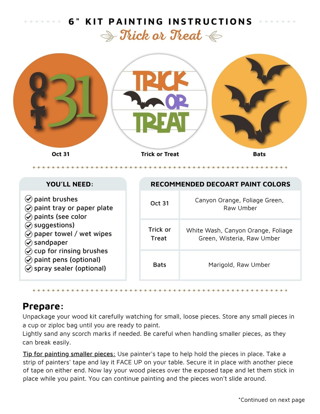 Trick or Treat 3 pack mini round instruction