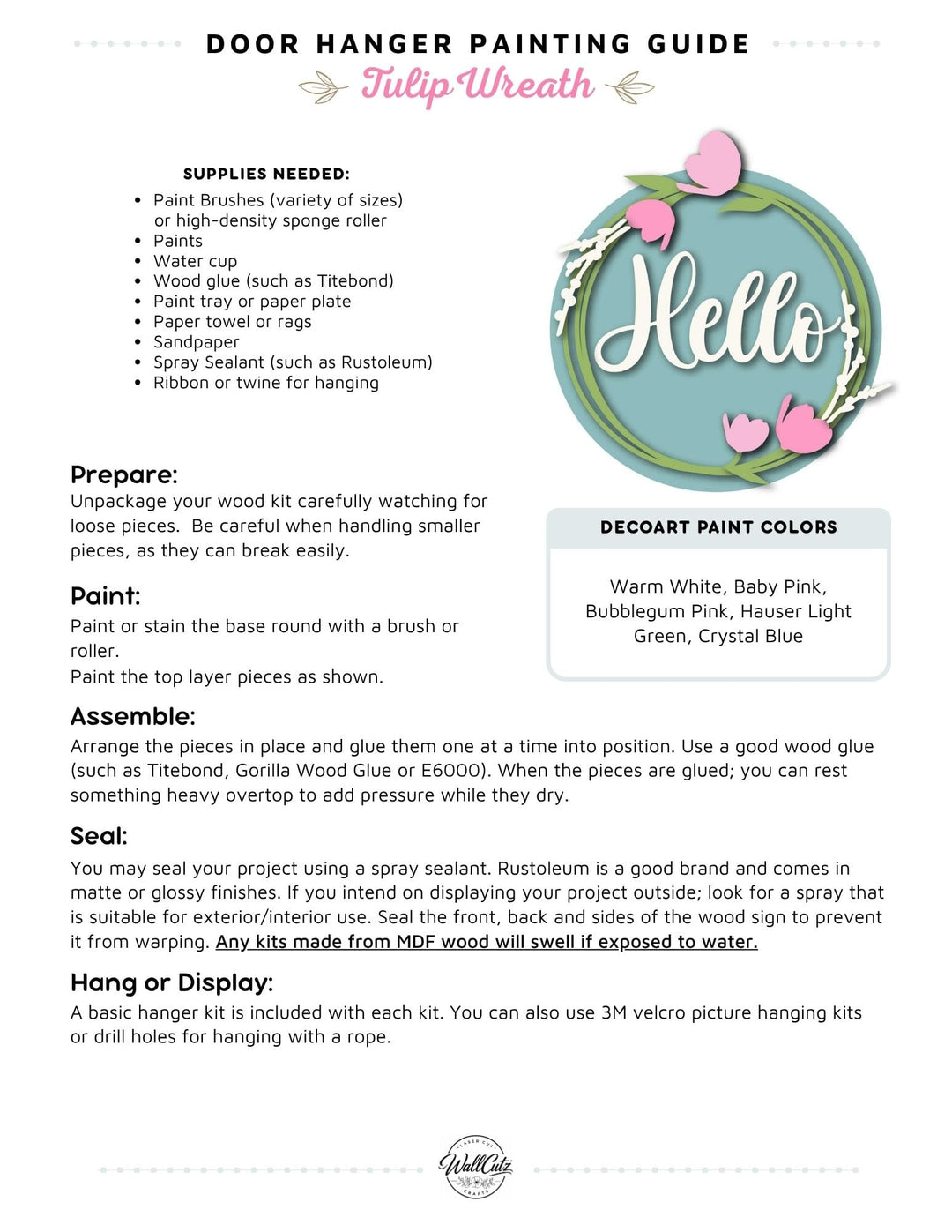 Tulip Wreath door hanger instructions
