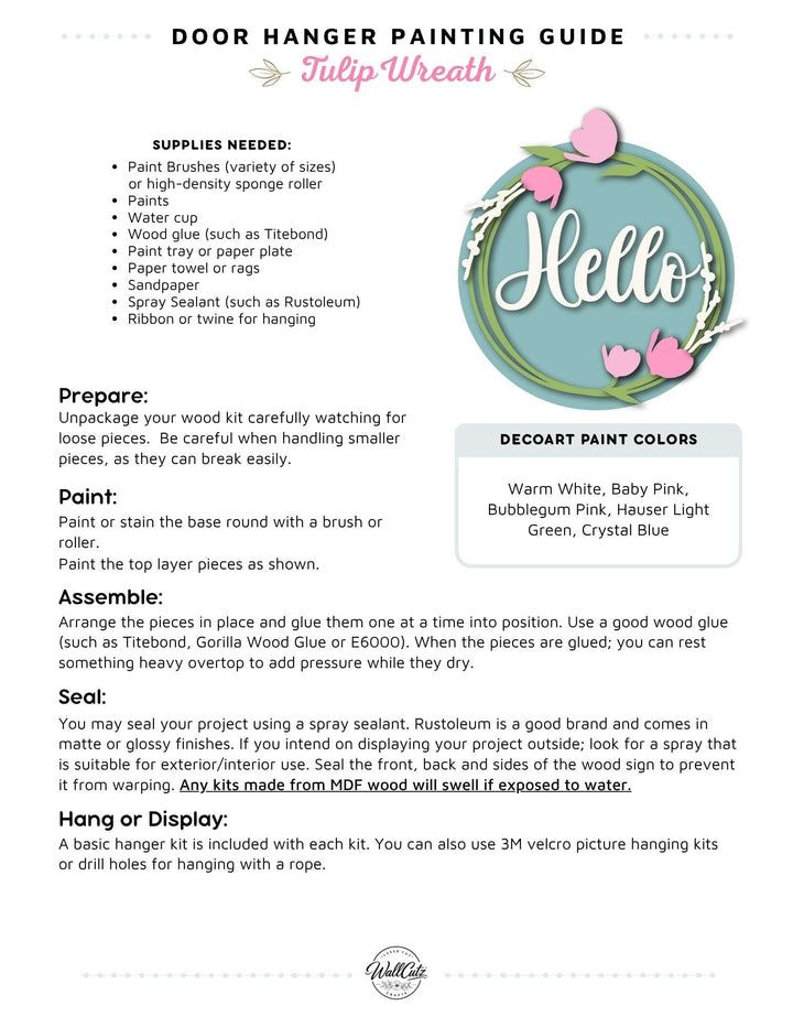 Tulip Wreath door hanger instructions
