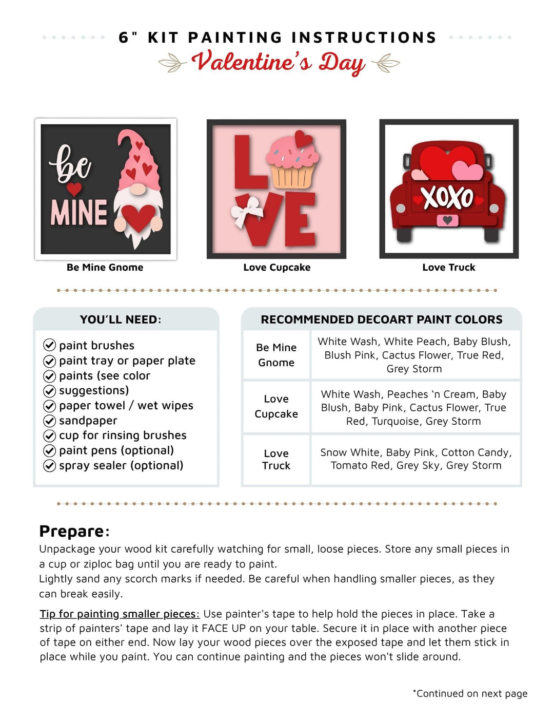 Valentine 3 pack mini squares instructions