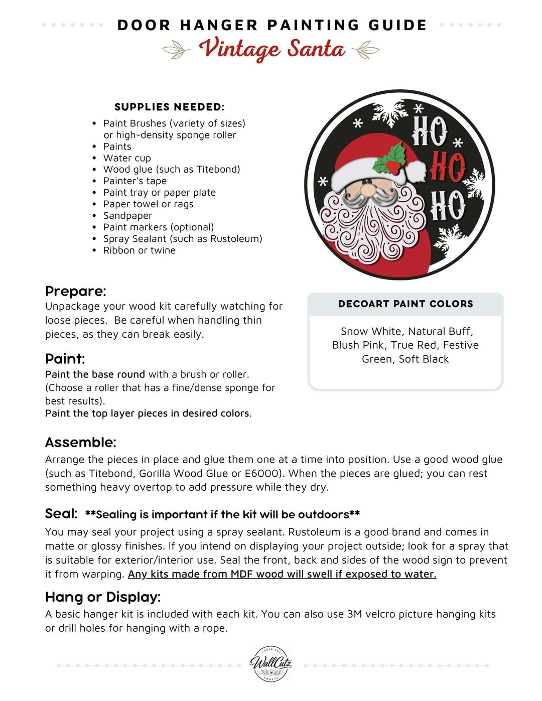 Vintage Santa Beard door hanger instructions